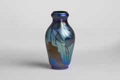 Tiffany Studios Early Decorated Blue Iridescent Favrile Glass Vase - 4544340