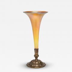 Tiffany Studios Iridescent Gold Favrile Glass and Bronze Base Trumpet Vase - 4469975