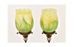 Tiffany Studios Jeweled Candlestick Pulled Feather Favrile Shades - 4316053