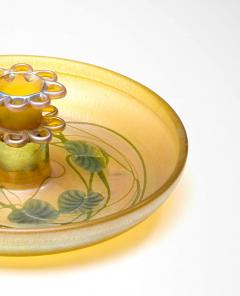Tiffany Studios Leaf and Vine Favrile Glass Flower Bowl Centerpiece with Frog - 4469579