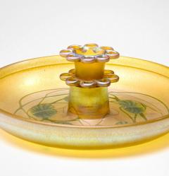 Tiffany Studios Leaf and Vine Favrile Glass Flower Bowl Centerpiece with Frog - 4469583