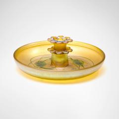 Tiffany Studios Leaf and Vine Favrile Glass Flower Bowl Centerpiece with Frog - 4469585