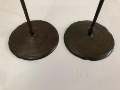 Tiffany Studios Pair Tiffany Studios bronze green favril glass Candlesticks - 1372533