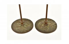 Tiffany Studios Tall Candlesticks with Pulled Feather Shades Circa 1910  - 4316075