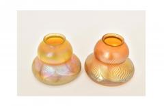 Tiffany Studios Tall Candlesticks with Pulled Feather Shades Circa 1910  - 4316077