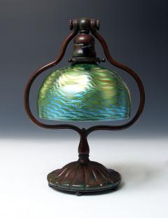 Tiffany Studios Tiffany Studios 7 green Favrile harp desk lamp - 4776937