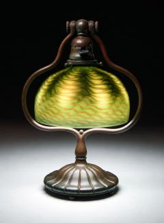 Tiffany Studios Tiffany Studios 7 green Favrile harp desk lamp - 4776938