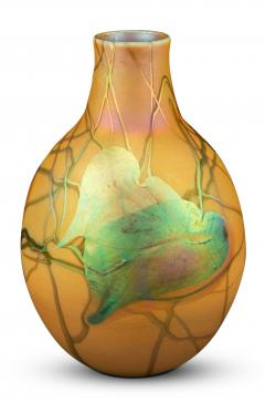 Tiffany Studios Tiffany Studios Decorated Lg Favrile Glass Vase Circa 1910 - 4320861