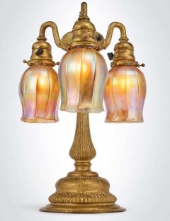 Tiffany Studios Tiffany Studios Gilt Bronze Three Light Favrile Table Lamp - 3078538
