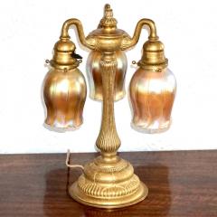 Tiffany Studios Tiffany Studios Gilt Bronze Three Light Favrile Table Lamp - 3078547
