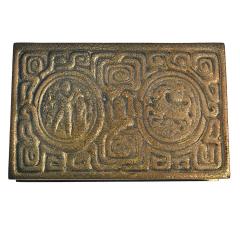 Tiffany Studios Tiffany Studios Gilt Bronze Zodiac Pattern Dor Stamp Box - 4525374