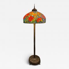 Tiffany Studios Vintage Fine Oriental Poppy Stained Glass Tiffany Antique Style Floor Lamp - 4297198