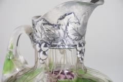 Tiffany Studios Wheel Carved Favrile Glass Claret Pitcher with Sterling Silver Mount - 4425986