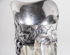 Tiffany Studios Wheel Carved Favrile Glass Claret Pitcher with Sterling Silver Mount - 4425988