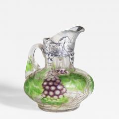 Tiffany Studios Wheel Carved Favrile Glass Claret Pitcher with Sterling Silver Mount - 4427035