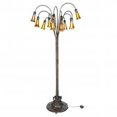 Tiffany Style Bronze Twelve Light Floor Lamp with Charles Lotton Art Glass Shade - 4706331