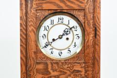 Tiger Oak Case Beveled Glass Trimmed Brass Wall Clock - 944424