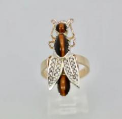 Tigers Eye Seed Pearl Insect Ring - 3455126