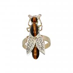 Tigers Eye Seed Pearl Insect Ring - 3551796