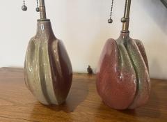 Tim Orr Pair of Tim Orr French 1960s Art Pottery Mid Century Table Lamps - 3335620