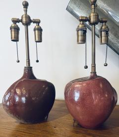 Tim Orr Pair of Tim Orr French 1960s Art Pottery Mid Century Table Lamps - 3335675