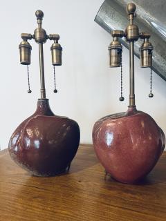 Tim Orr Pair of Tim Orr French 1960s Art Pottery Mid Century Table Lamps - 3335701