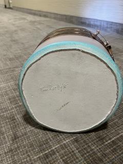 Tim Reilly UNUSUAL POST MODERN CERAMIC VASE WITH METAL ACCENTS - 3157275