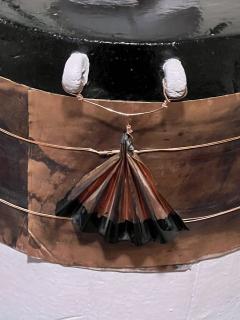 Tim Reilly UNUSUAL POST MODERN CERAMIC VASE WITH METAL ACCENTS - 3157279
