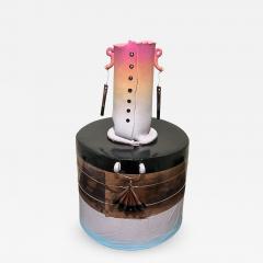 Tim Reilly UNUSUAL POST MODERN CERAMIC VASE WITH METAL ACCENTS - 3161236