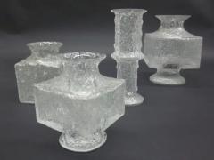 Timo Sarpaneva Five Scandinavian Midcentury Blown Ice Glass Vases by Timo Sarpaneva Iittala - 4108759