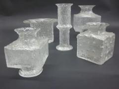 Timo Sarpaneva Five Scandinavian Midcentury Blown Ice Glass Vases by Timo Sarpaneva Iittala - 4108761