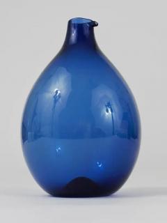 Timo Sarpaneva Signed Blue Timo Sarpaneva Pullo Bird Bottle Glass Vase Iittala Finland 1950s - 4057462