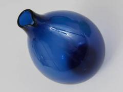 Timo Sarpaneva Signed Blue Timo Sarpaneva Pullo Bird Bottle Glass Vase Iittala Finland 1950s - 4057476