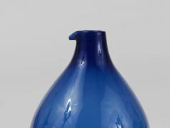 Timo Sarpaneva Signed Blue Timo Sarpaneva Pullo Bird Bottle Glass Vase Iittala Finland 1950s - 4057503