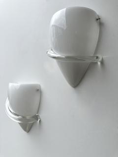 Tina Aufiero Pair of Sconces Swan Murano Glass by Tina Aufiero for Venini Italy 1990s - 3576387