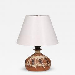 Tingkeramik F lle Small Table Lamp Brown Glazed Stoneware Denmark 1970s - 4791179