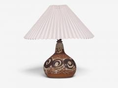 Tingkeramik F lle Table Lamp Brown and Cream Stoneware Denmark 1970s - 4792382