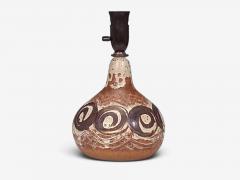 Tingkeramik F lle Table Lamp Brown and Cream Stoneware Denmark 1970s - 4792383