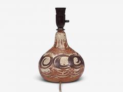Tingkeramik F lle Table Lamp Brown and Cream Stoneware Denmark 1970s - 4792388