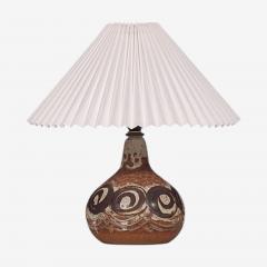Tingkeramik F lle Table Lamp Brown and Cream Stoneware Denmark 1970s - 4792914