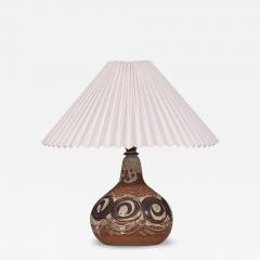 Tingkeramik F lle Table Lamp Brown and Cream Stoneware Denmark 1970s - 4792915