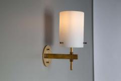 Tito Agnoli 1950s Tito Agnoli Brass Glass Cylindrical Wall Lamp for O Luce - 2303084