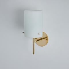 Tito Agnoli 1950s Tito Agnoli Brass Glass Cylindrical Wall Lamp for O Luce - 4472054