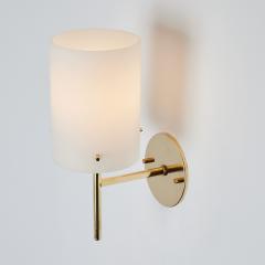 Tito Agnoli 1950s Tito Agnoli Brass Glass Cylindrical Wall Lamp for O Luce - 4472062