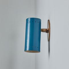 Tito Agnoli 1960s Tito Agnoli Blue Perforated Metal and Brass Articulating Sconce for O Luce - 3000679