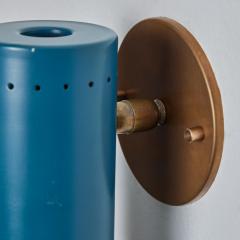 Tito Agnoli 1960s Tito Agnoli Blue Perforated Metal and Brass Articulating Sconce for O Luce - 3000681