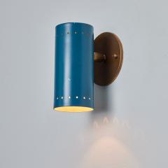 Tito Agnoli 1960s Tito Agnoli Blue Perforated Metal and Brass Articulating Sconce for O Luce - 3000682