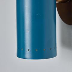 Tito Agnoli 1960s Tito Agnoli Blue Perforated Metal and Brass Articulating Sconce for O Luce - 3000683