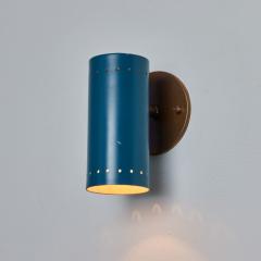 Tito Agnoli 1960s Tito Agnoli Blue Perforated Metal and Brass Articulating Sconce for O Luce - 3000686