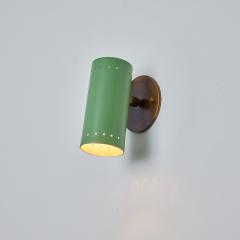 Tito Agnoli 1960s Tito Agnoli Green Metal and Brass Articulating Sconce for O Luce - 2994824